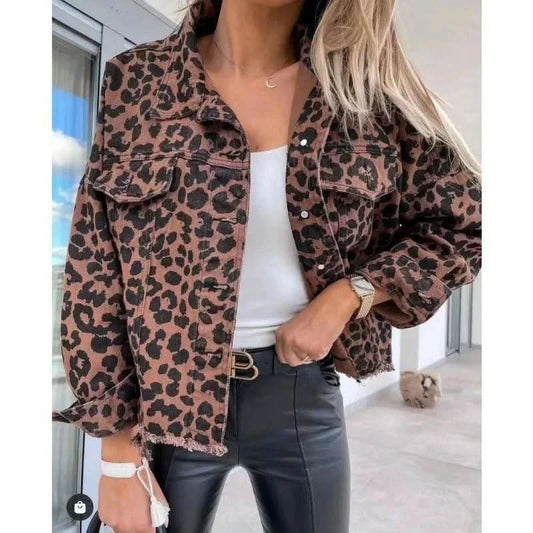 Leopard Denim Coat.