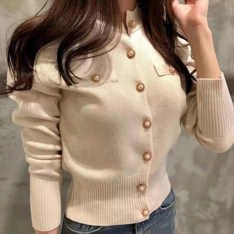 Sweater Knitted Coat Casual Single Breasted.