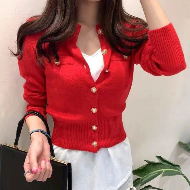 Sweater Knitted Coat Casual Single Breasted.