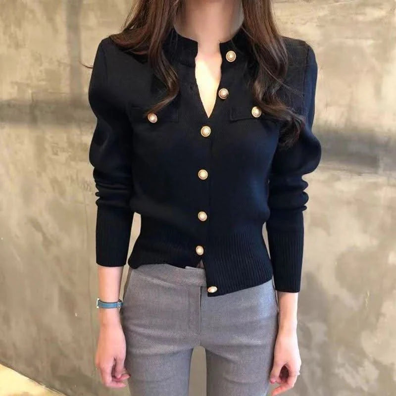 Sweater Knitted Coat Casual Single Breasted.