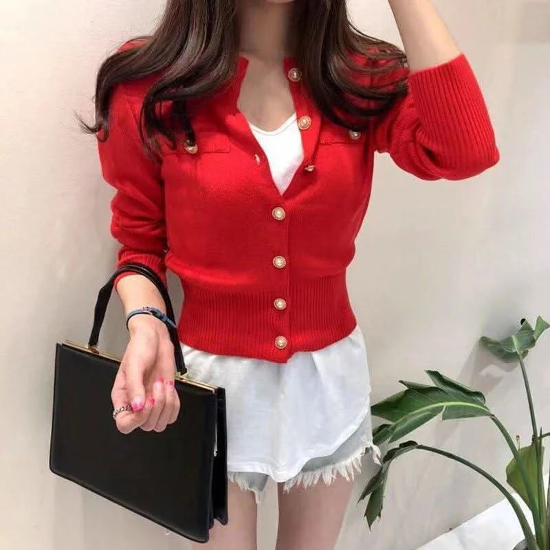 Sweater Knitted Coat Casual Single Breasted.