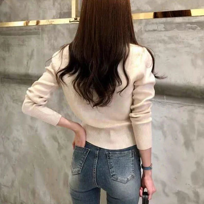 Sweater Knitted Coat Casual Single Breasted.