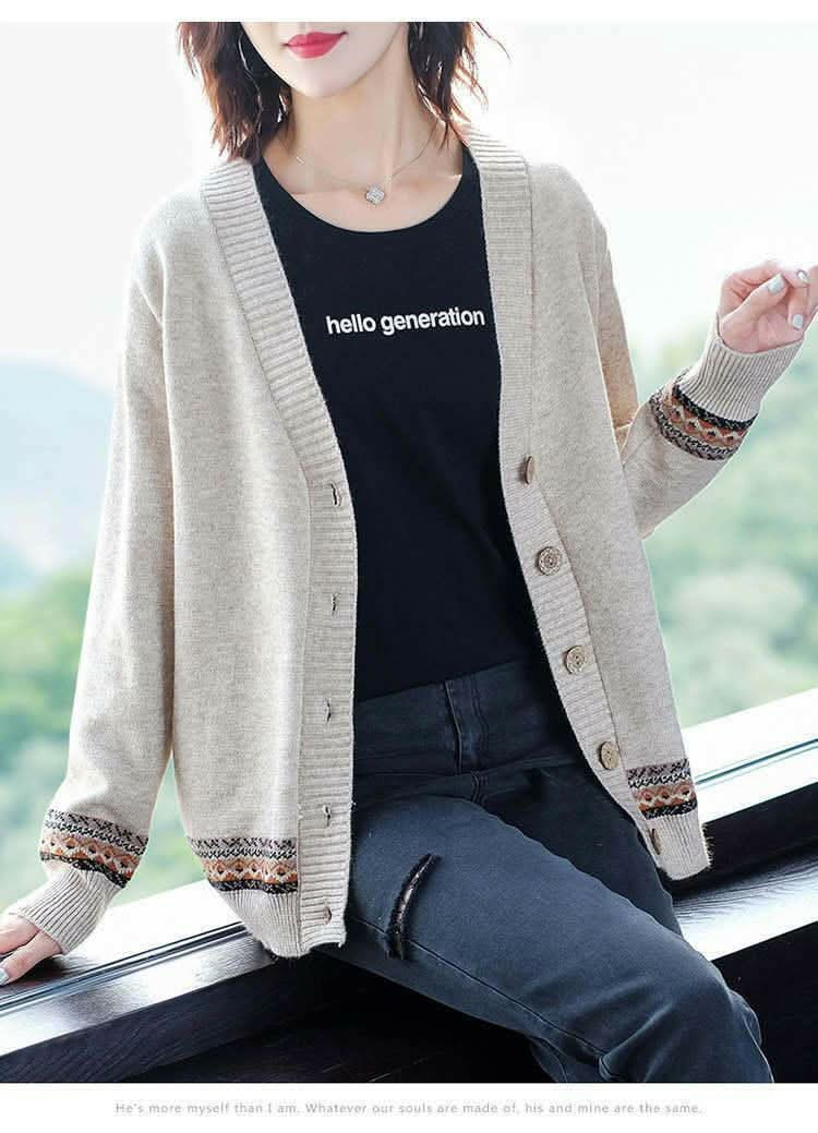 Women's Cardigan Long-Sleeved Knitted Sweater with Buttons - Eleworld store