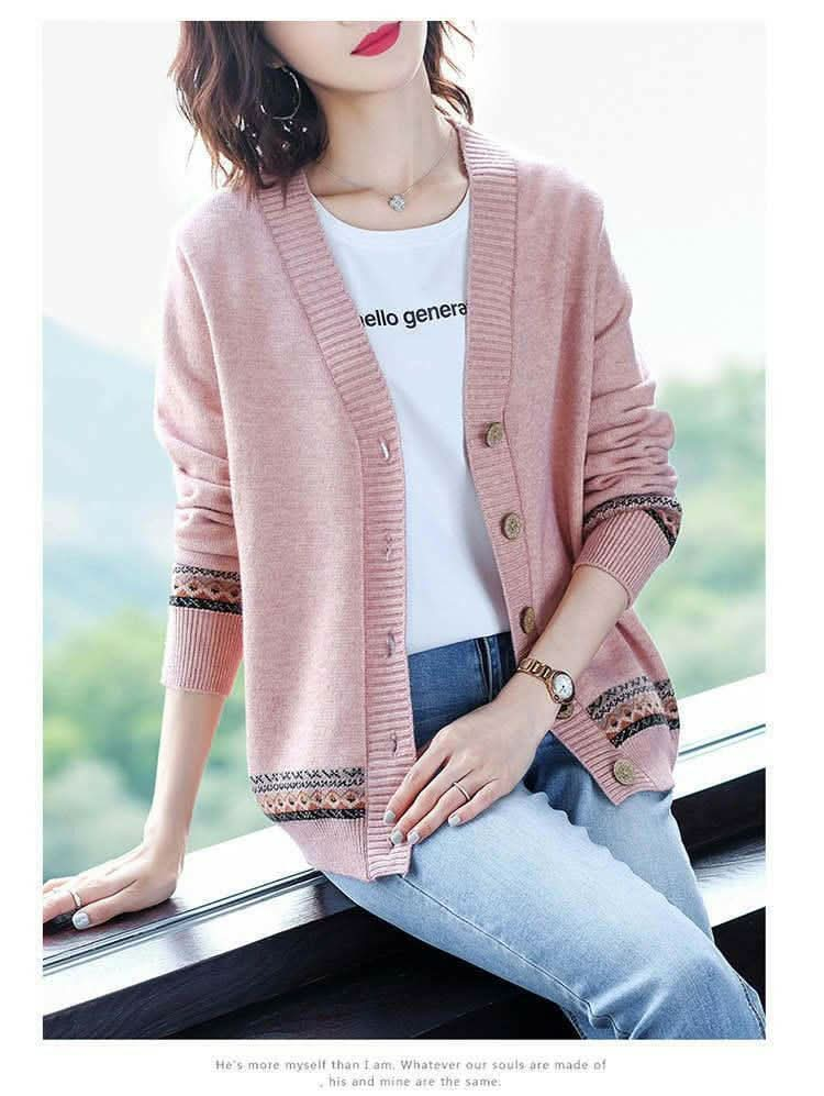 Women's Cardigan Long-Sleeved Knitted Sweater with Buttons - Eleworld store