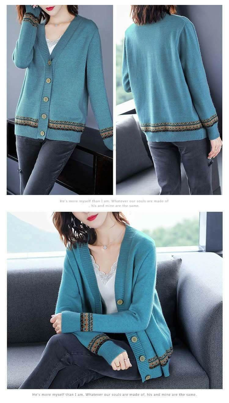 Women's Cardigan Long-Sleeved Knitted Sweater with Buttons - Eleworld store