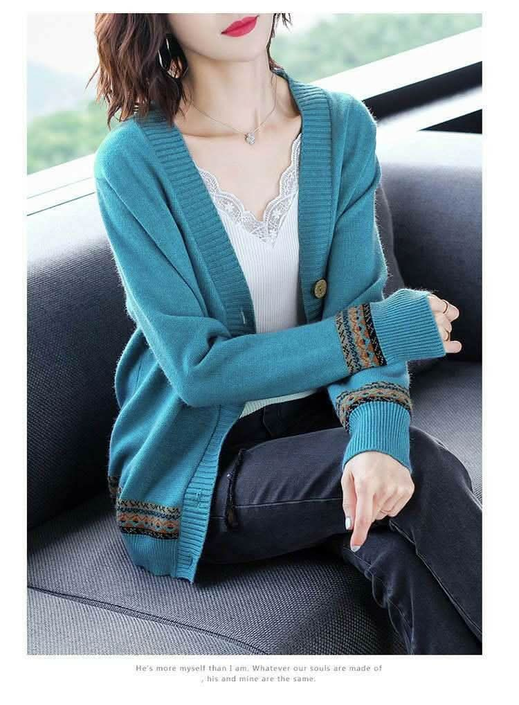 Women's Cardigan Long-Sleeved Knitted Sweater with Buttons - Eleworld store