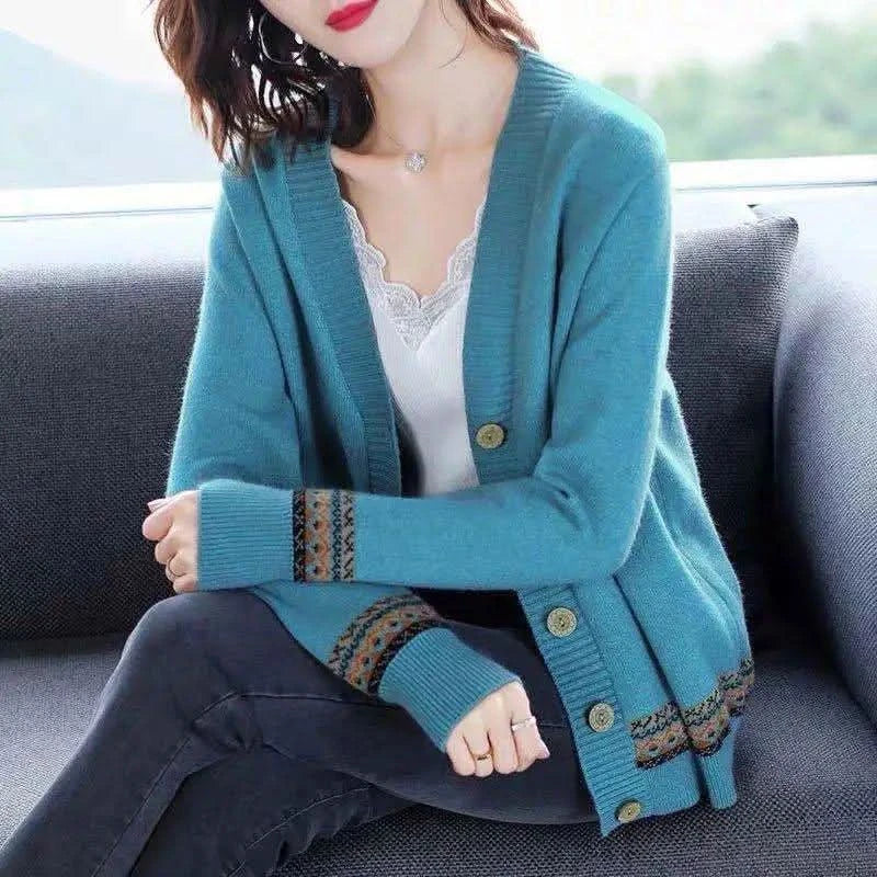 Women's Cardigan Long-Sleeved Knitted Sweater with Buttons - Eleworld store